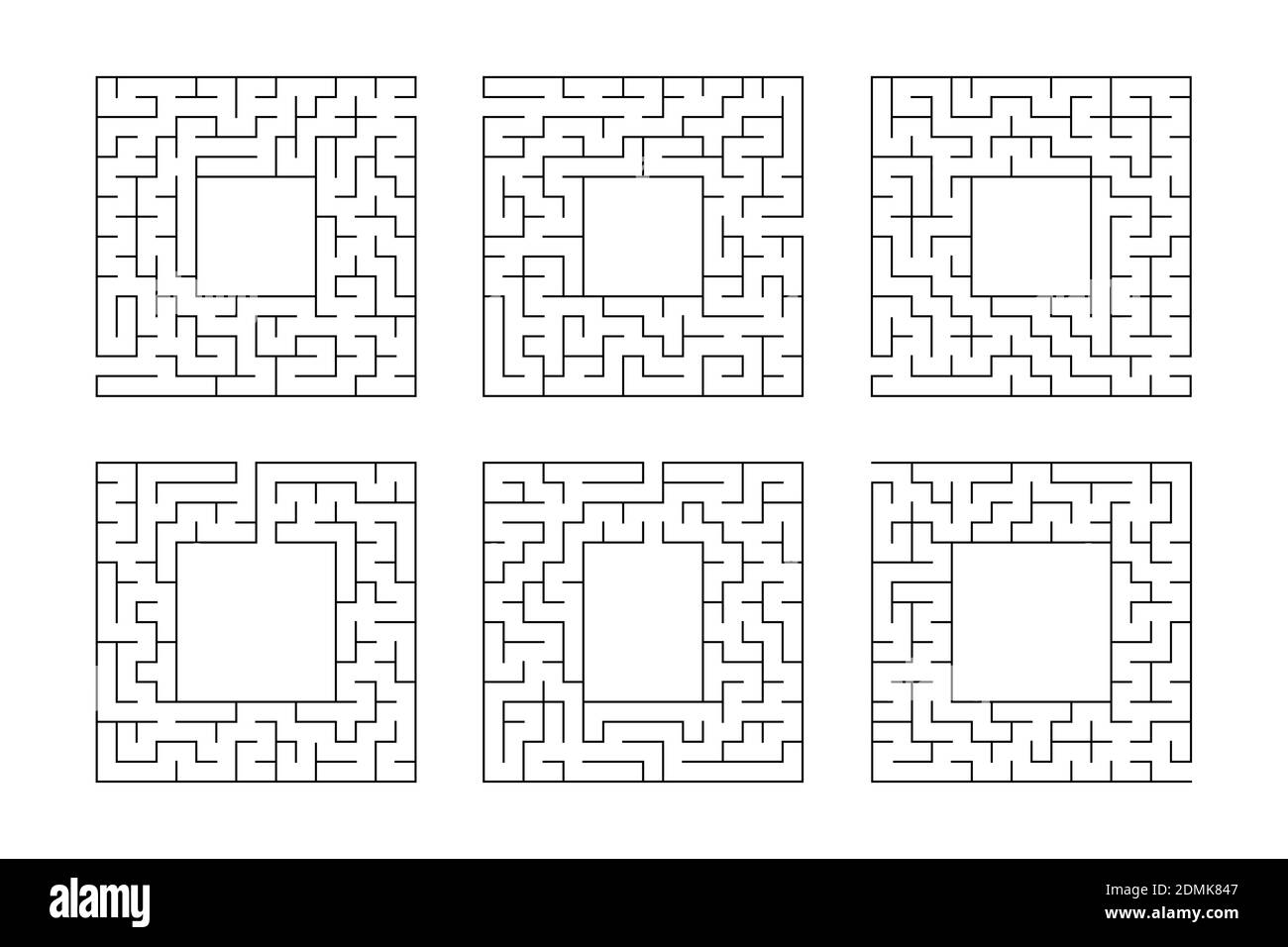 Un jeu de mazes carrés. Jeux pour enfants. Puzzle pour enfants. Une entrée, une sortie. Tambour de conuntambour de labyrinthe. Illustration vectorielle plate isolée sur blanc ba Illustration de Vecteur