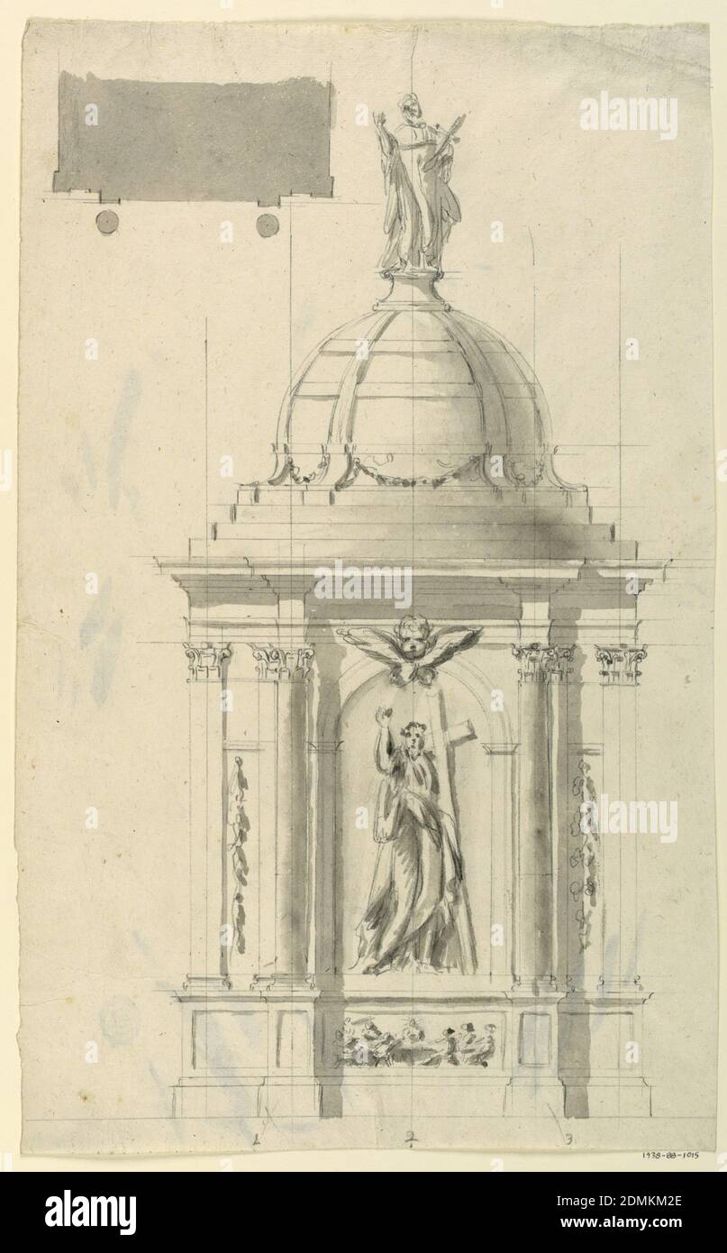 Autel, Graphite, gris Wash support: Papier ponté, Rome, Italie, Italie, 1775, architecture, dessin Banque D'Images