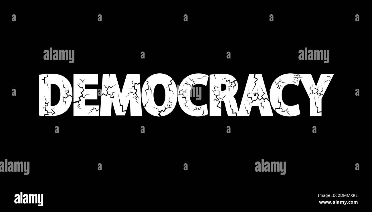 La démocratie en danger - le système démocratique se détériore et s'aggrave. Déclin et échec de la politique et des élections. Illustration vectorielle Banque D'Images