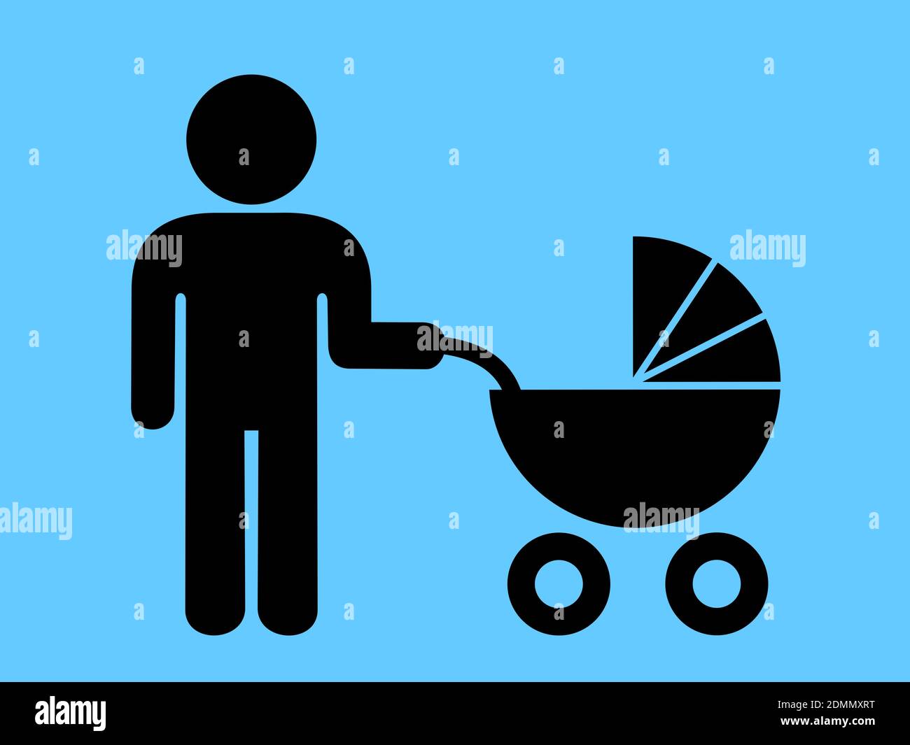 Père moderne - l'homme en congé parental - l'homme allaite et s'occupe de l'enfant, de l'enfant et du bébé dans la porte-bébé. Illustration vectorielle Banque D'Images
