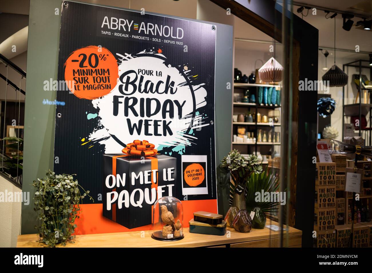 Strasbourg, France - Dec 4, 2020: Black Friday week advertising to Abry  Arnold store on the showcase of main store in Strasbourg Photo Stock - Alamy