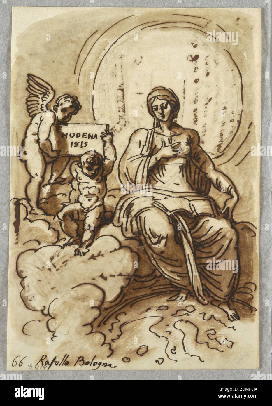 L'astronome, d'après Raphaël, Felice Giani, italien, 1758–1823, stylo et encre, pinceau et aquarelle brune, lavage sur papier, Italie, 1815, figures, dessin Banque D'Images