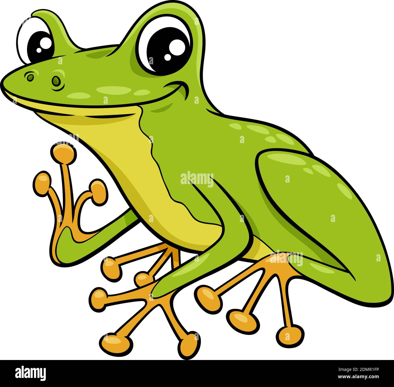 Illustration de dessin animé de joli petit arbre grenouille personnage d'animal de bande dessinée Illustration de Vecteur