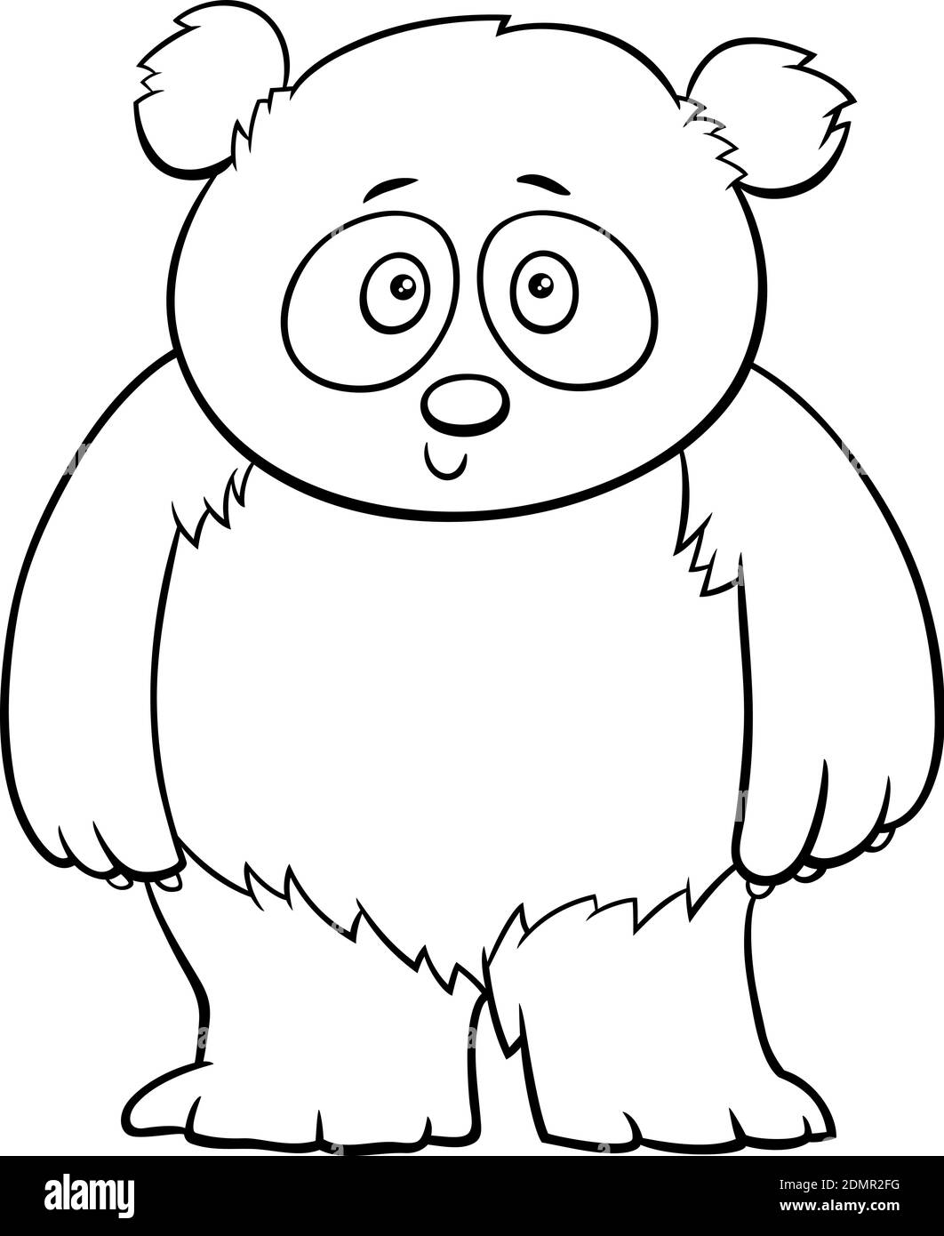 Dessin animé noir et blanc représentant un joli petit ours panda page de livre de coloriage de personnage d'animal de bande dessinée Illustration de Vecteur
