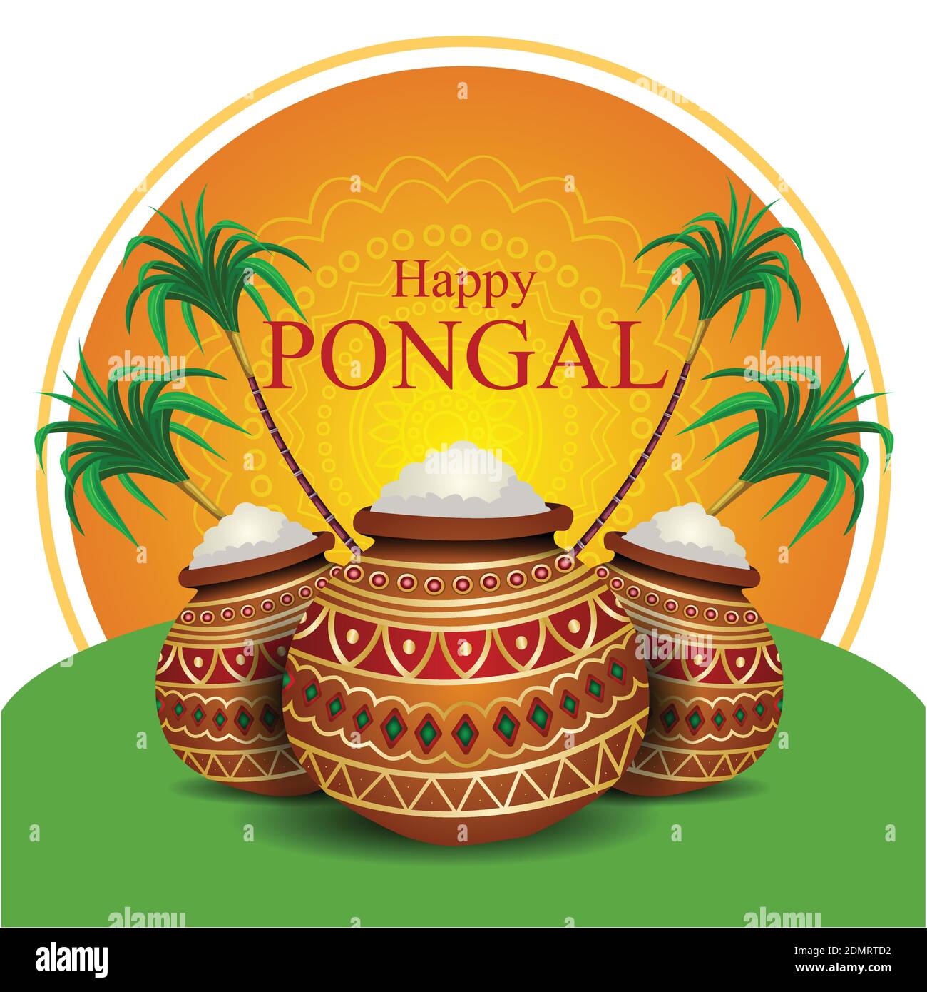 Illustration vectorielle du festival Tamil nadu de Happy Pongal Celebration. Affiche, bannière, modèle de fond Illustration de Vecteur