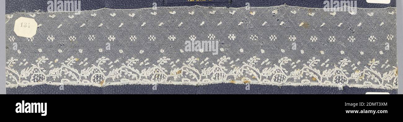 Border, technique: Dentelle bobine, bordure en dentelle Bobbin, bordures florales; fin du XVIIIe siècle point de Lille, fin du XVIIIe siècle, dentelle, frontière Banque D'Images