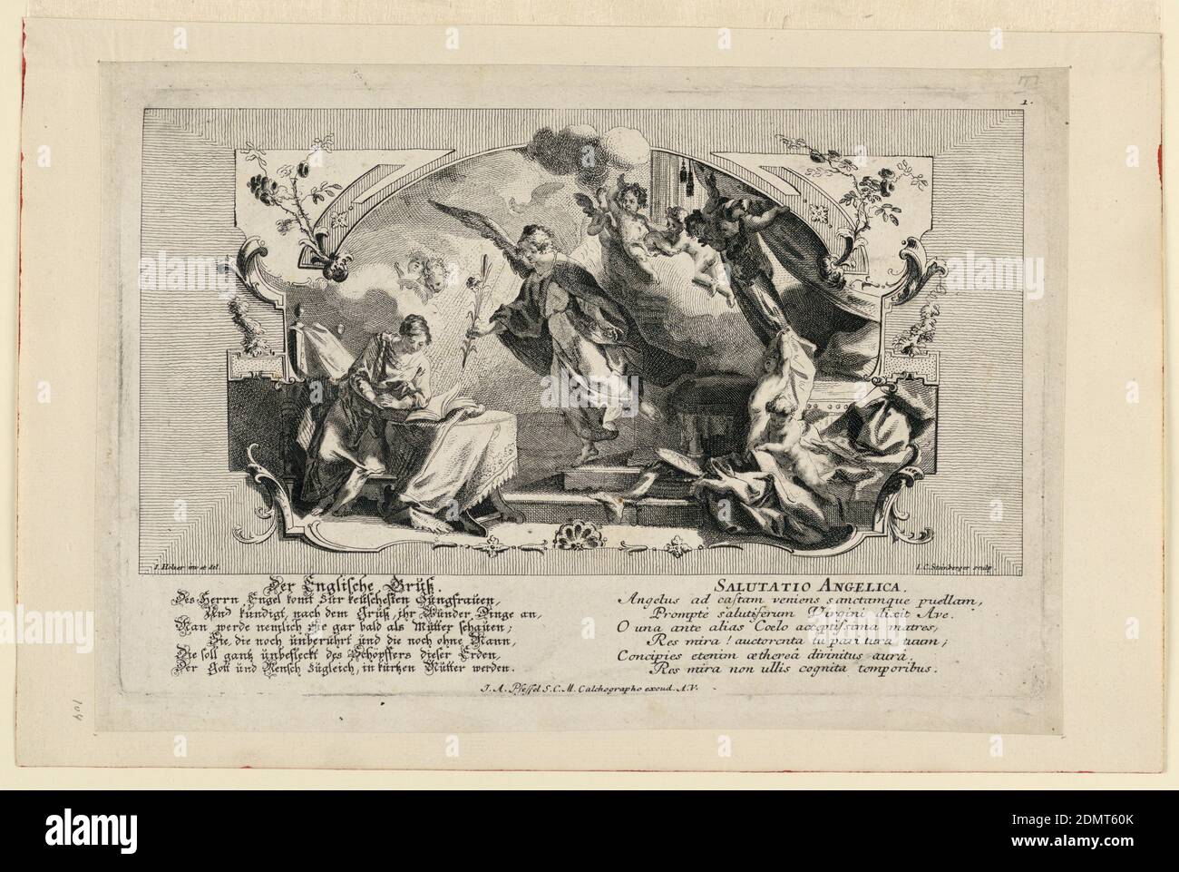 Salutatio Angelica, Johann Evangelist Holzer, allemand, 1709 - 1740, Etching on paper, Allemagne, 1709-1740, Imprimer Banque D'Images