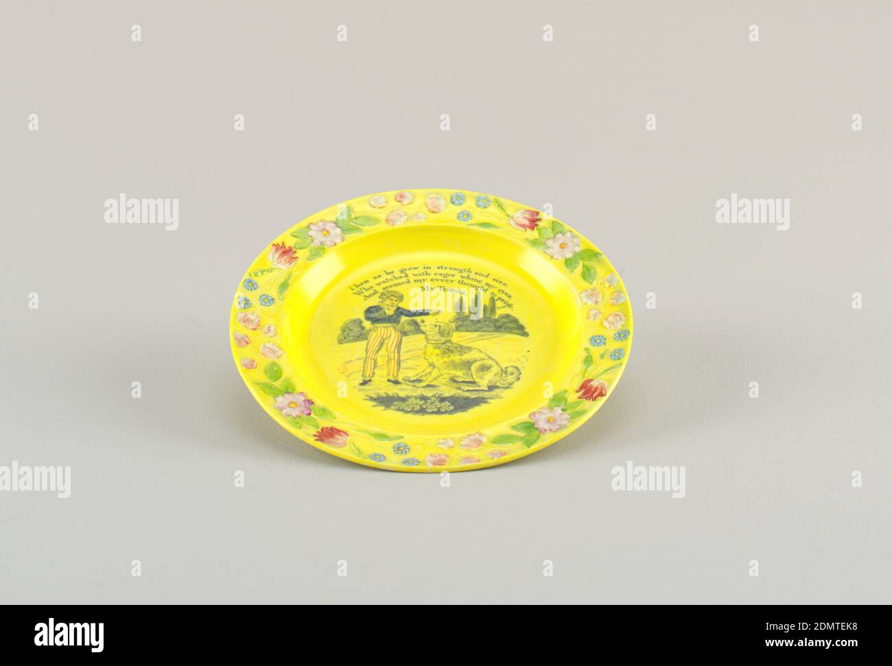 Assiette, bordures en relief et florales, 'comme il a grandi dans la force...', Angleterre, 18e–milieu du 19e siècle, céramique, Arts décoratifs, assiette Banque D'Images