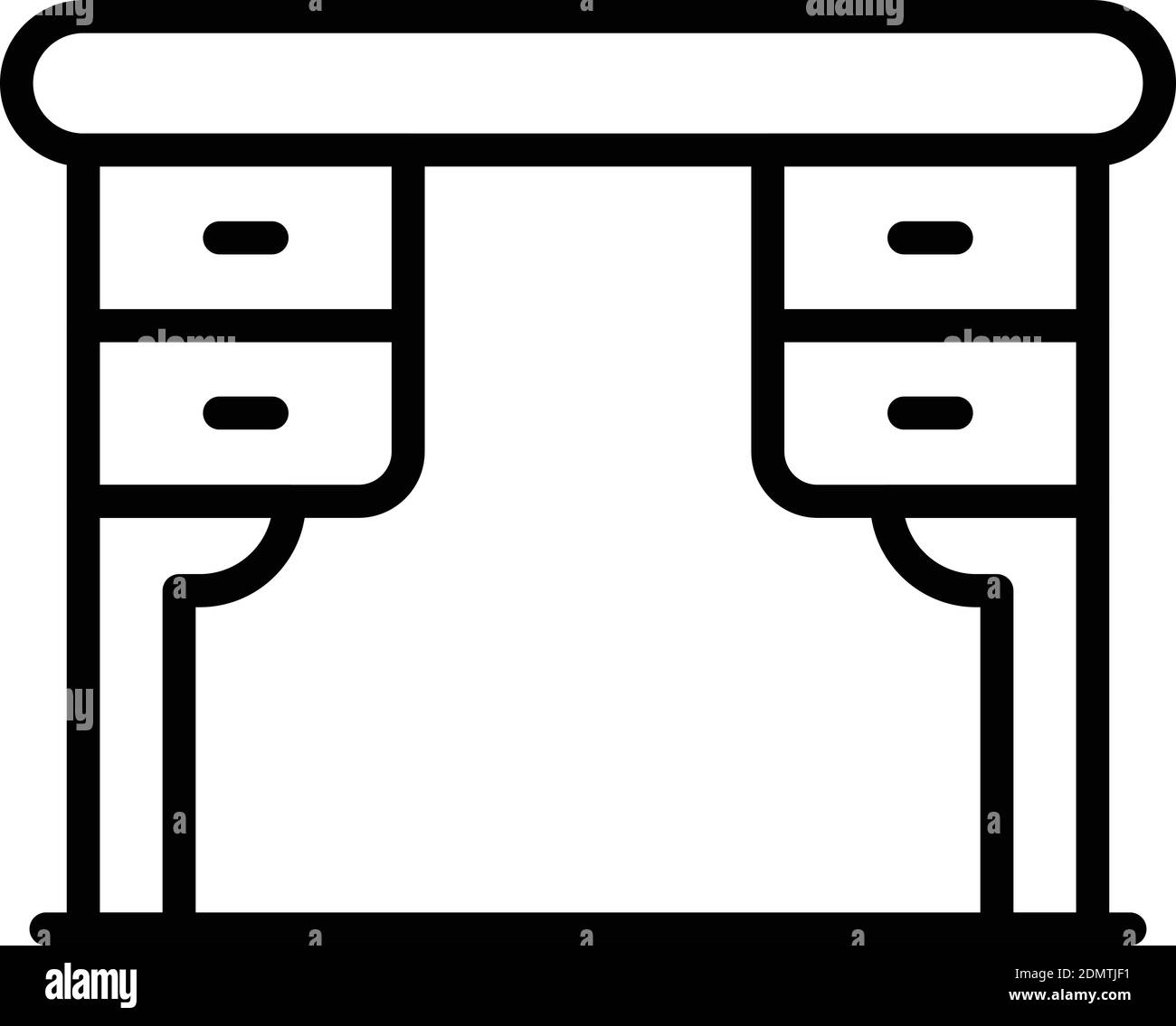 Icône de table en bois de bureau. Contour bureau table en bois vecteur icône pour la conception de Web isolé sur fond blanc Illustration de Vecteur