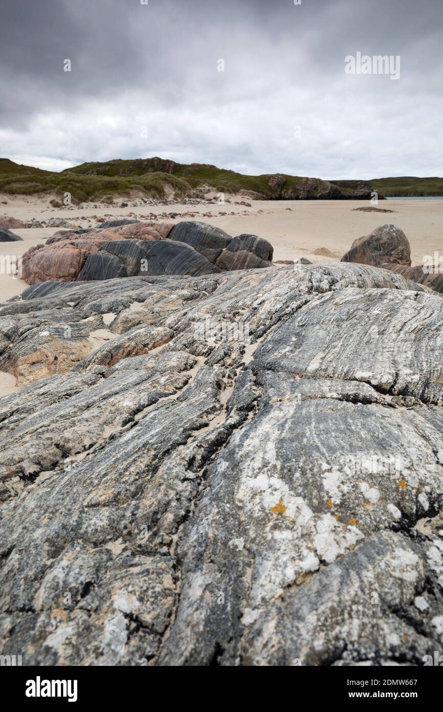 Lewisian Gneiss, baie d'Uig, île de Lewis, Écosse Banque D'Images