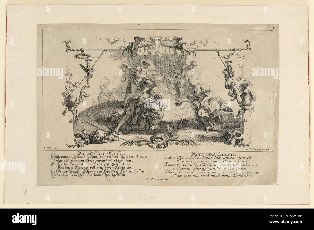 Nativitas Christi, Johann Evangelist Holzer, allemand, 1709 - 1740, Etching on paper, Allemagne, 1709-1740, Imprimer Banque D'Images