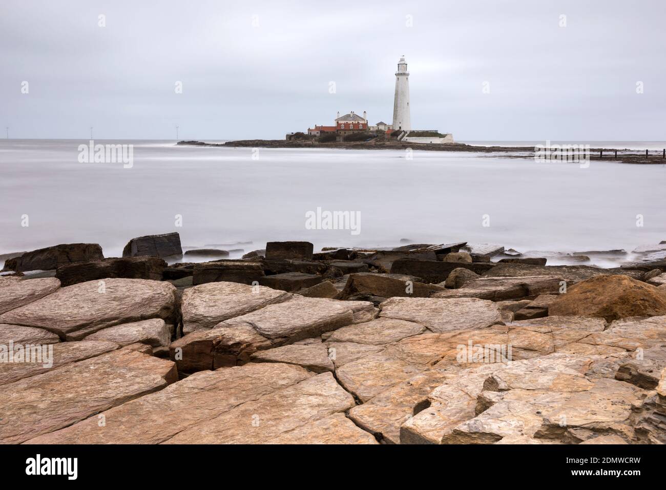 Le phare de St Mary Whitley Bay Banque D'Images