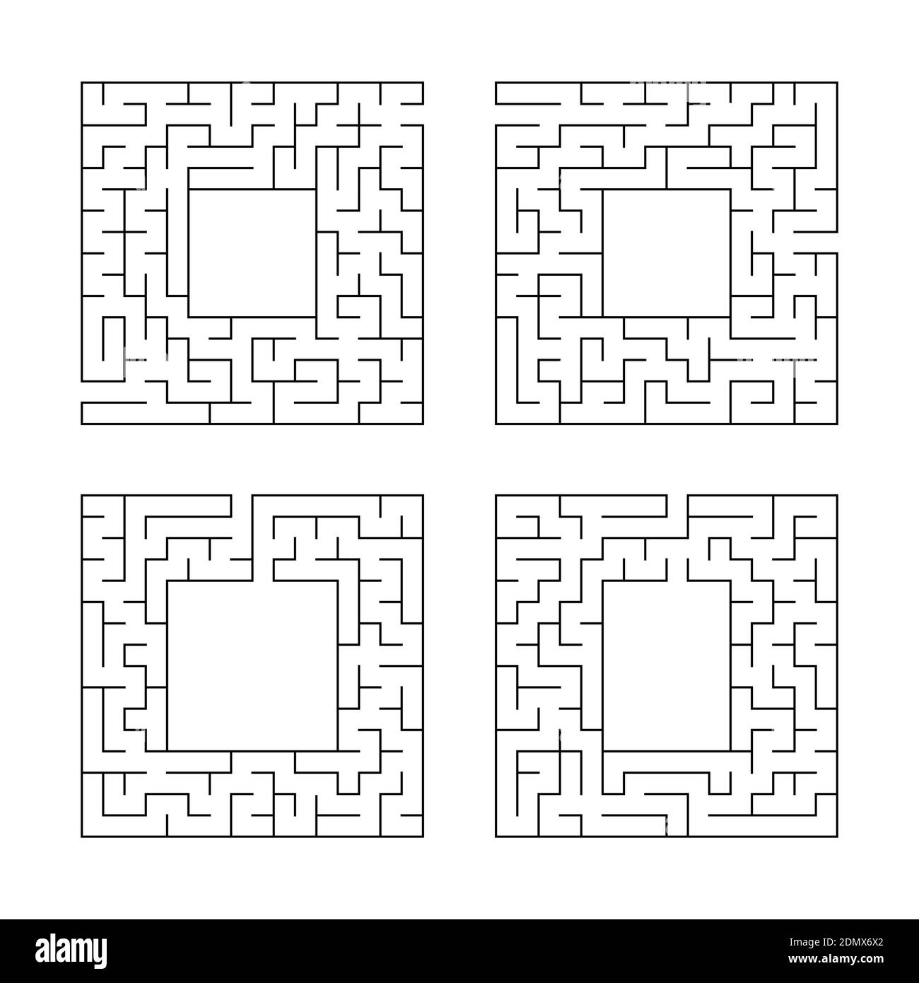 Un jeu de mazes carrés. Jeux pour enfants. Puzzle pour enfants. Une entrée, une sortie. Tambour de conuntambour de labyrinthe. Illustration vectorielle plate isolée sur blanc ba Illustration de Vecteur