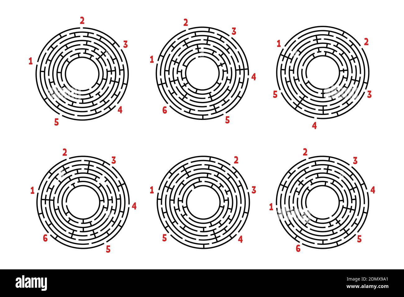 Un jeu de mazes ronds. Jeux pour enfants. Puzzle pour enfants. Tambour de conuntambour de labyrinthe. Illustration vectorielle plate isolée sur fond blanc. Illustration de Vecteur