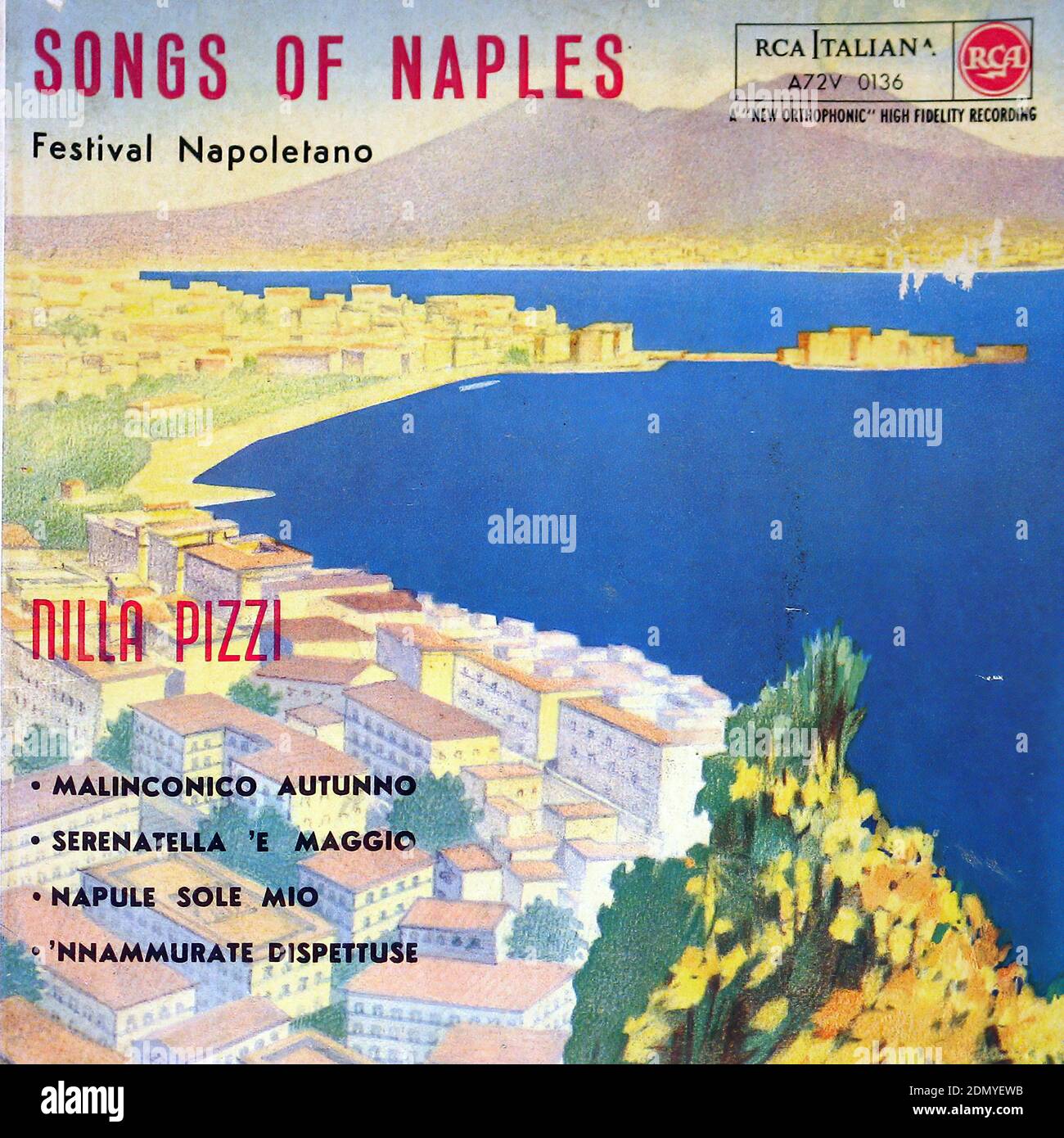 Nilla Pizzi chansons de Naples   Festival Napoletano   Malinconico Autunno   Serenatella 'E Maggio   Napule Sole Mio   Nnammurate Dispettuse - couverture Vintage Vinyl Record Banque D'Images