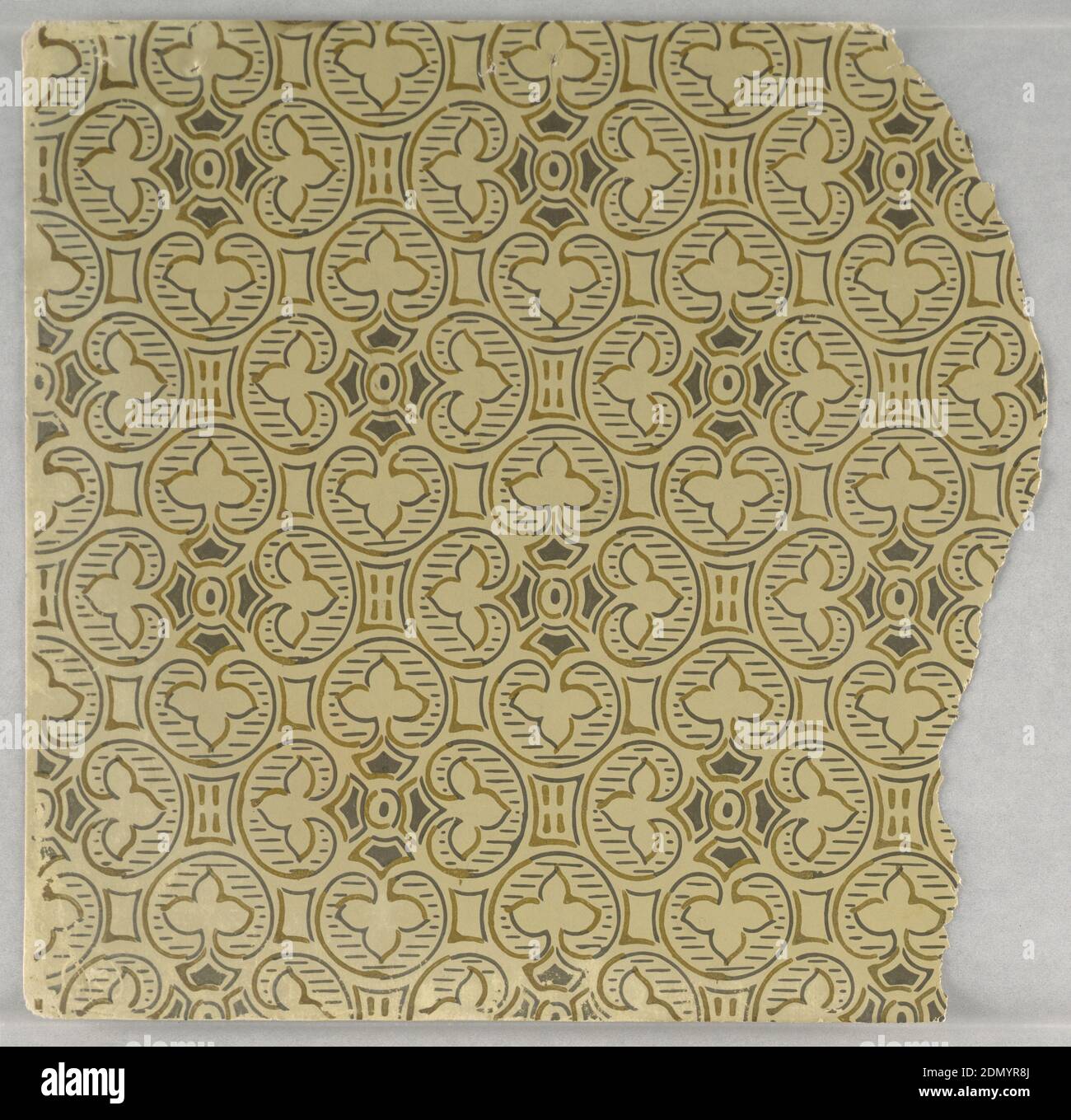 Échantillon de flanc, imprimé à la machine sur papier, fonds d'écran fragmentaires provenant d'un livre d'échantillons, y compris les modèles de style esthétique et anglo-Japanese., 72 pages d'échantillons., États-Unis, 1880–90, revêtements muraux, échantillon de flanc Banque D'Images