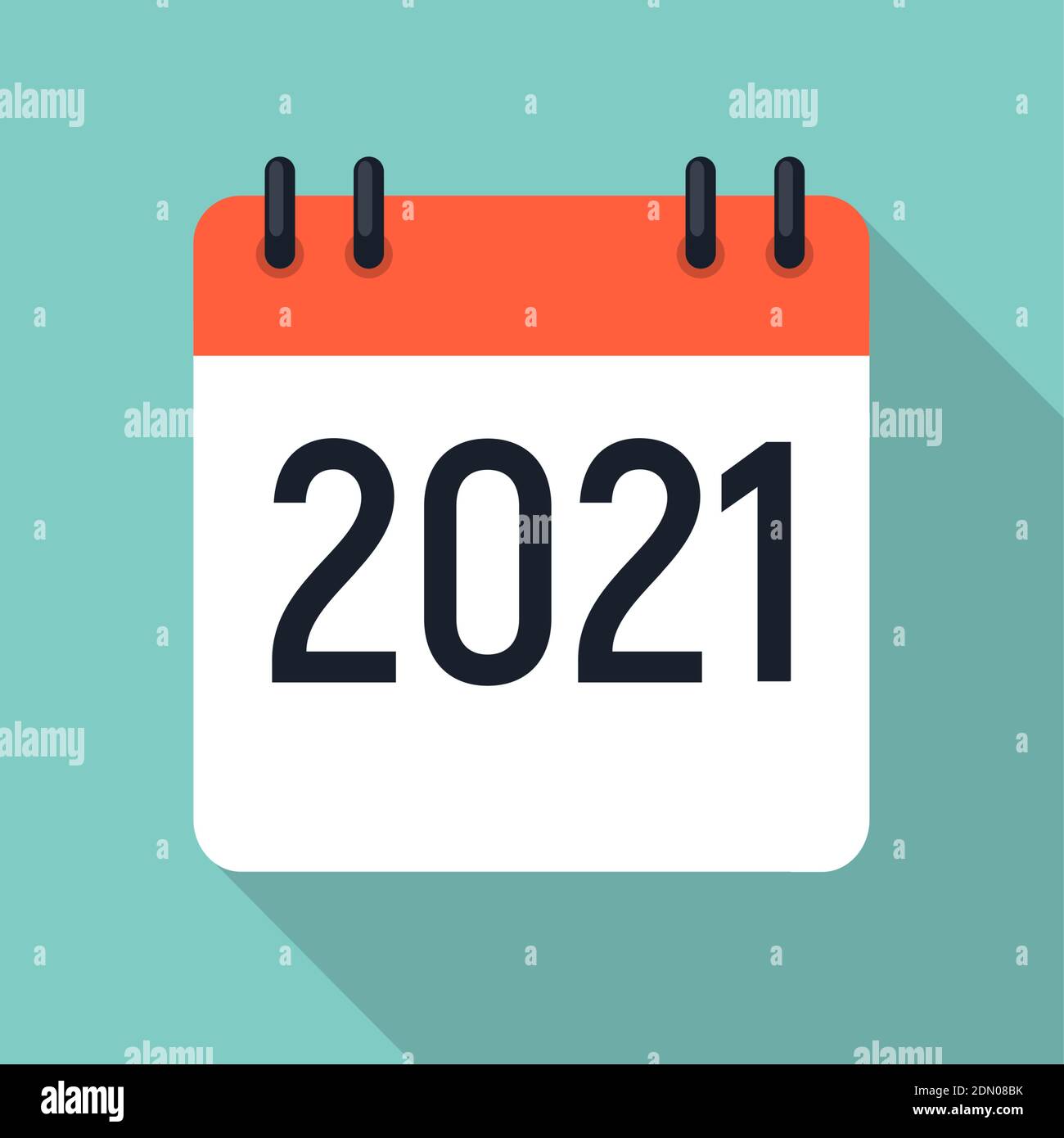 Icône du calendrier à plat de 2021 ans. Illustration vectorielle Illustration de Vecteur