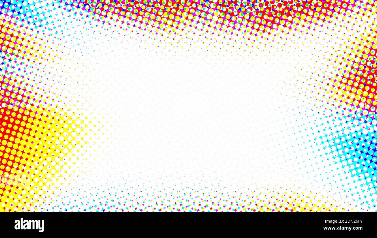 Arrière-plan abstrait pop-art coloré en pointillés avec effet demi-ton. Motif graphique vectoriel Illustration de Vecteur
