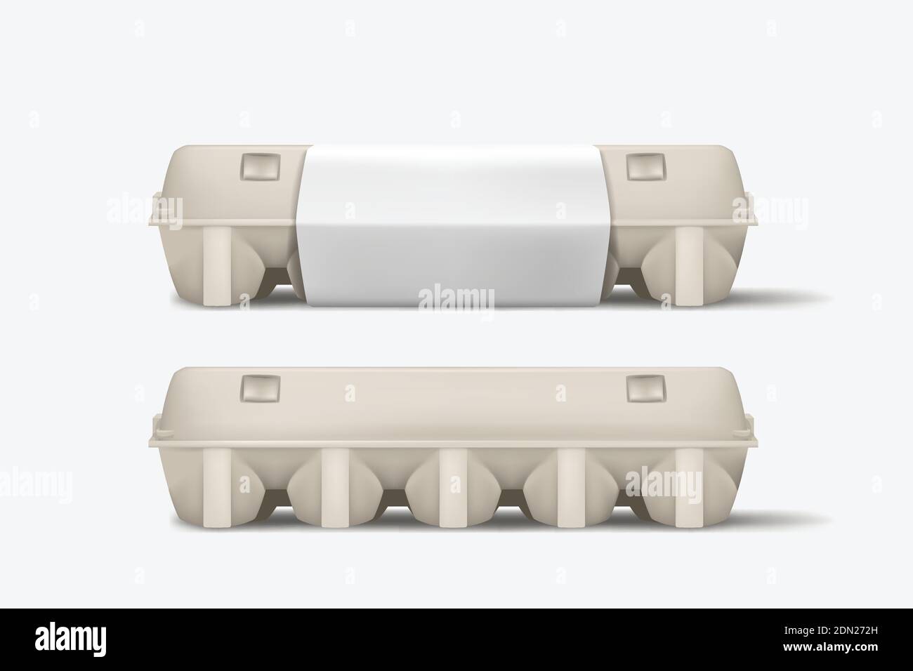 boîte d'œufs gris fermée isolée sur blanc Illustration de Vecteur