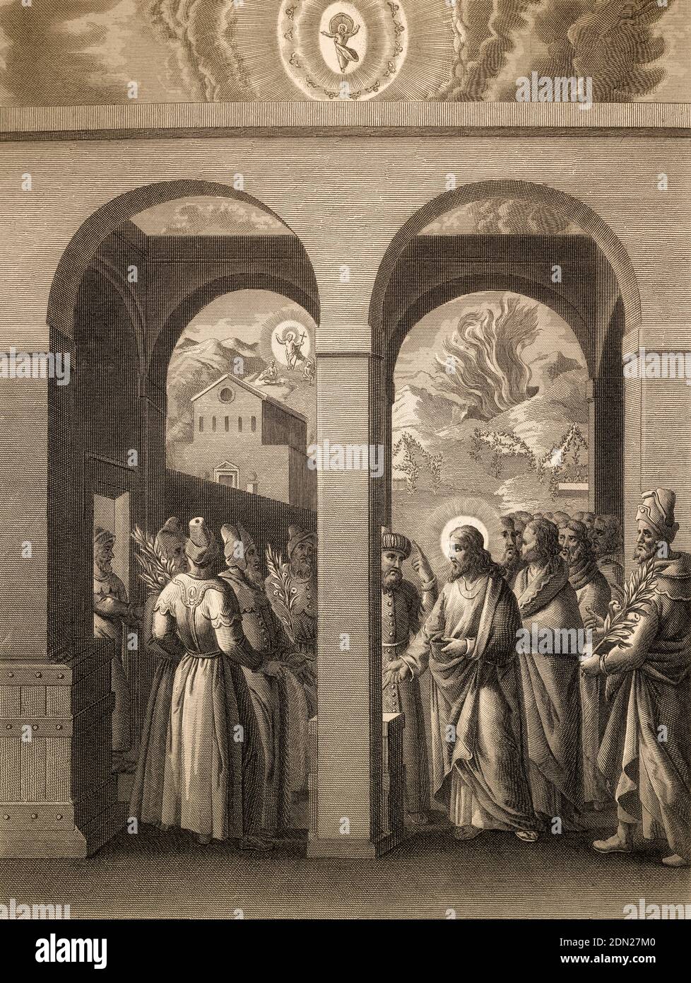 Les Pharisiens tentent de piéger Jésus, Nouveau Testament, gravure en acier 1853, restaurée numériquement Banque D'Images