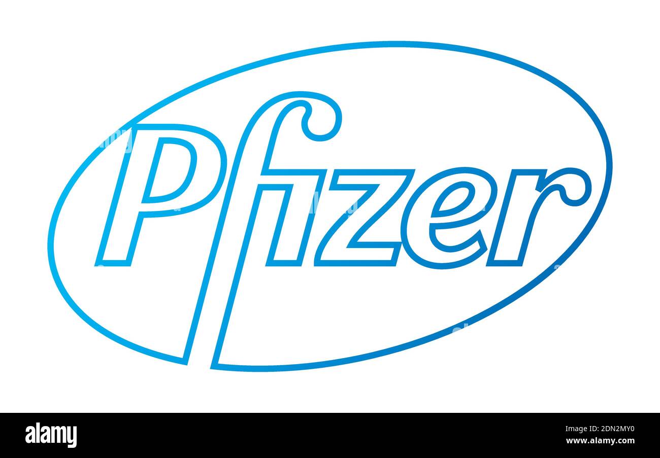 Logo Pfizer Vector - dernière couleur bleue - Société pharmaceutique américaine qui recherche et développe des vaccins et des produits médicaux. Laboratoire de pharmacie Illustration de Vecteur
