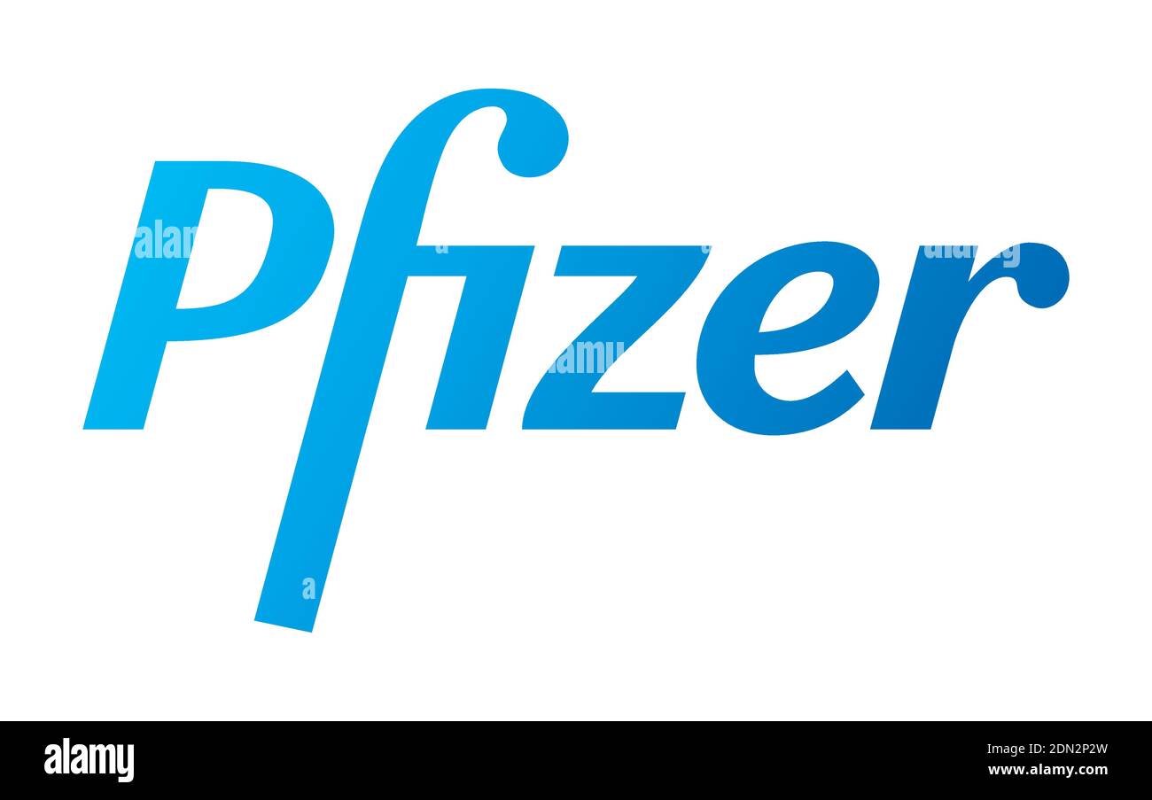 Logo Pfizer Vector - dernière couleur bleue - Société pharmaceutique américaine qui recherche et développe des vaccins et des produits médicaux. Laboratoire de pharmacie Illustration de Vecteur
