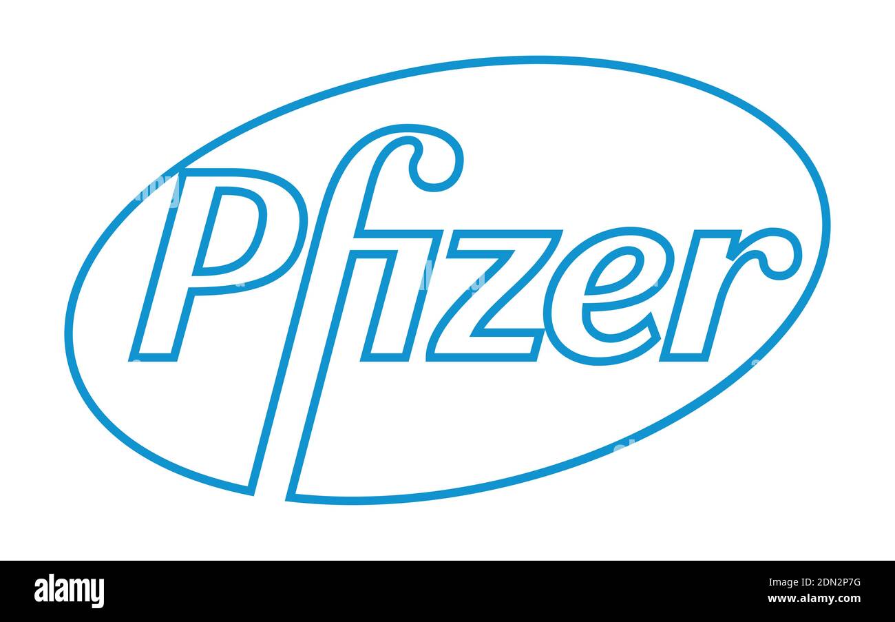 Logo Pfizer Vector - dernière couleur bleue - Société pharmaceutique américaine qui recherche et développe des vaccins et des produits médicaux. Laboratoire de pharmacie Illustration de Vecteur