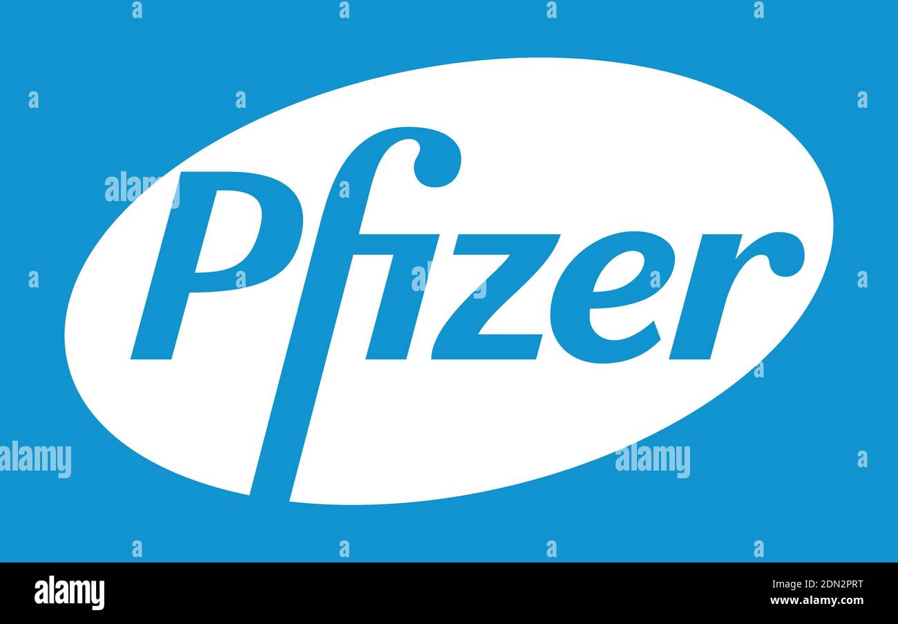 Logo Pfizer Vector - dernière couleur bleue - Société pharmaceutique américaine qui recherche et développe des vaccins et des produits médicaux. Laboratoire de pharmacie Illustration de Vecteur