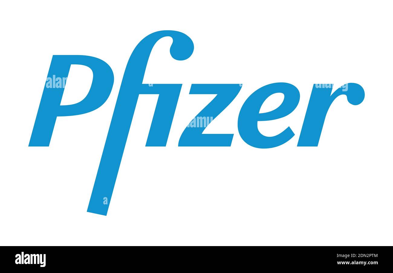 Logo Pfizer Vector - dernière couleur bleue - Société pharmaceutique américaine qui recherche et développe des vaccins et des produits médicaux. Laboratoire de pharmacie Illustration de Vecteur