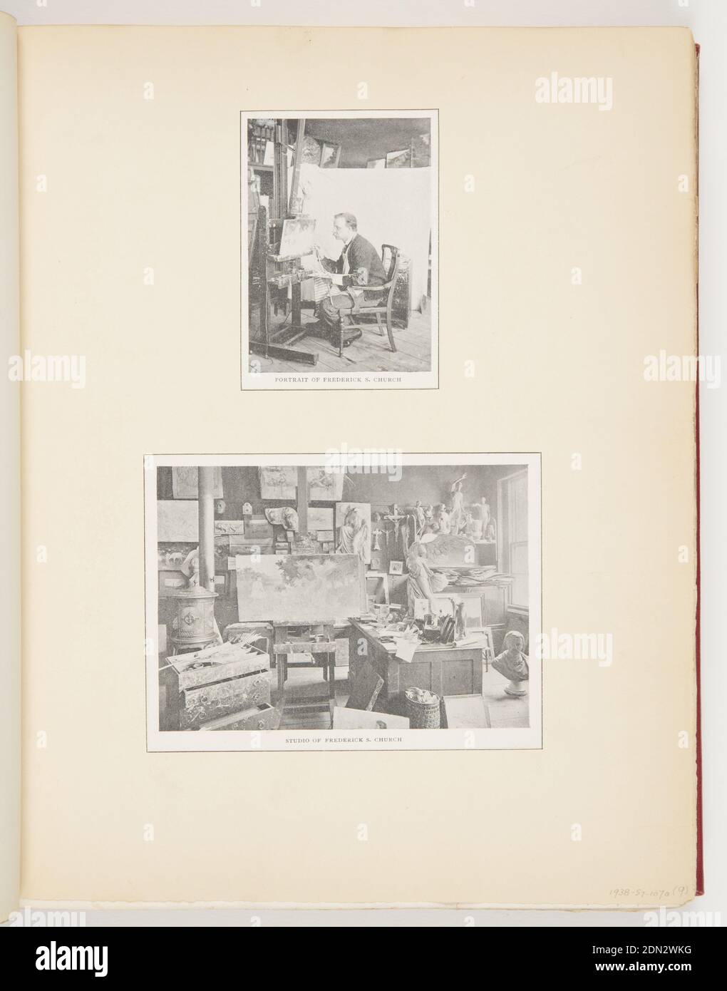 Church and HIS Studio, imprimé à l'encre noire sur papier, ci-dessus, en écrêtant des jeunes Harper. Ci-dessous, écrêtage de, Etats-Unis, env. 1895, Ephemera, Ephemera, Ephemera Banque D'Images