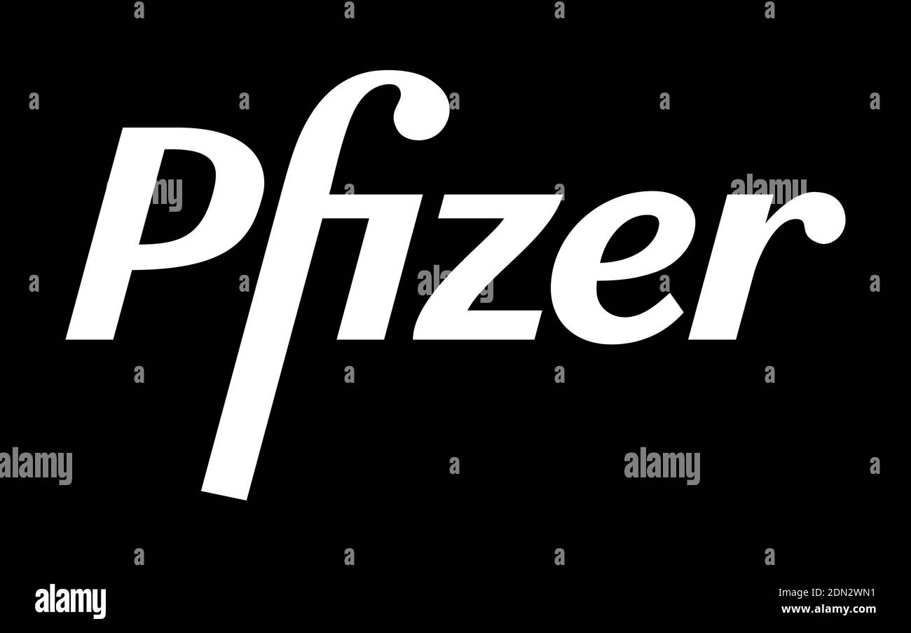Logo Pfizer Vector - Black Color Silhouette - Société pharmaceutique américaine qui recherche et développe des vaccins et des produits médicaux. Pharma Illustration de Vecteur