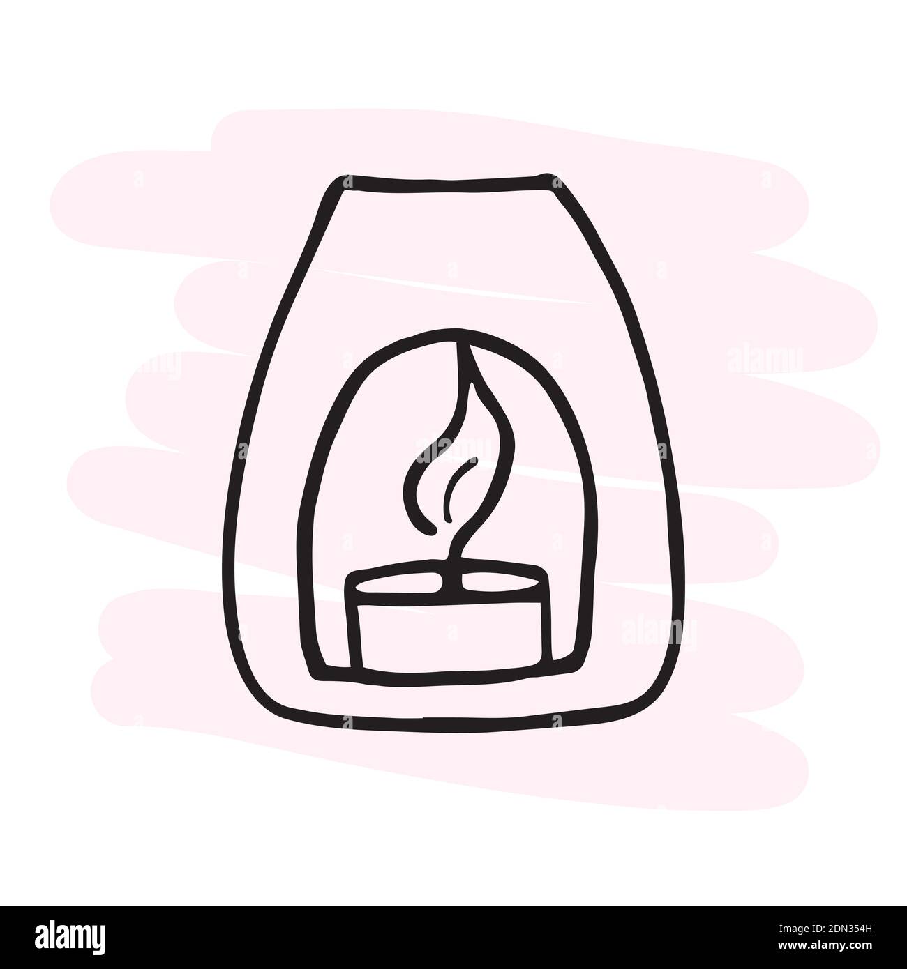 Lampe parfumée avec bougie pour l'aromathérapie. Médecine alternative. Doodle Illustration de Vecteur