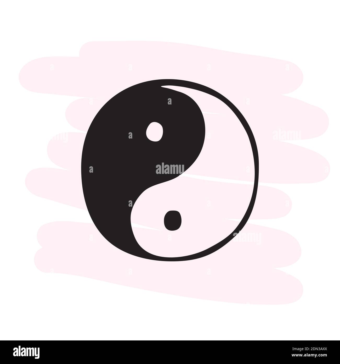 Un symbole dessiné à la main de la philosophie chinoise. Yin et yang. Doodle. Illustration de Vecteur