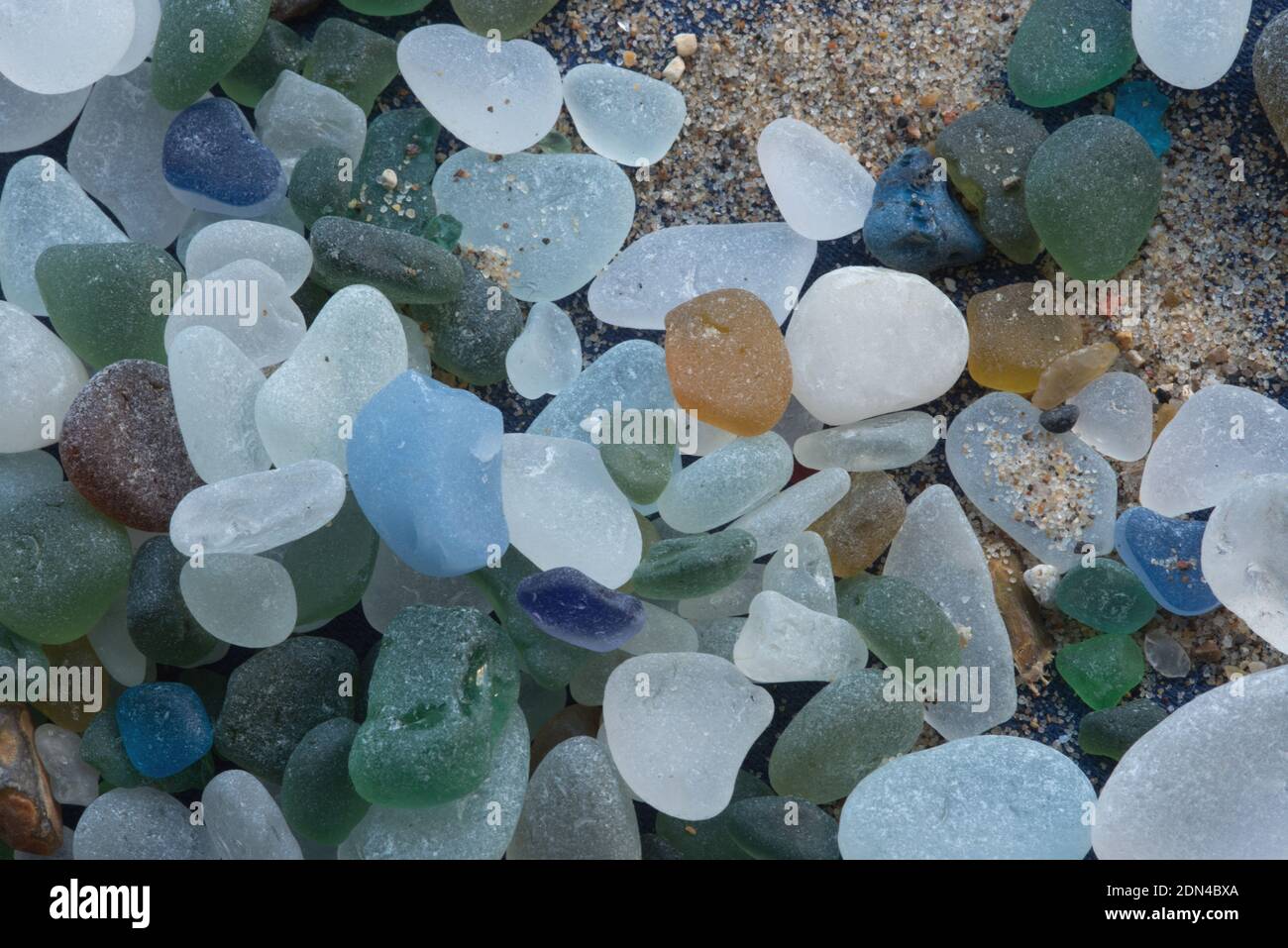 Gros plan d'une collection de la célèbre mer de Seaham verre Banque D'Images Gros plan d'une collection de la célèbre mer de Seaham verre Banque D'Images