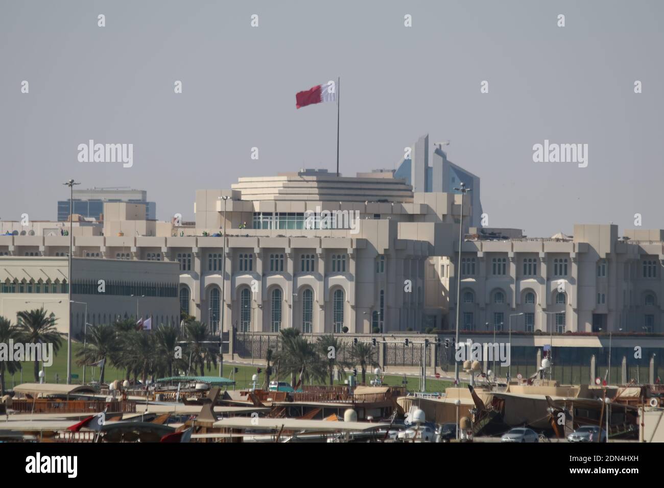 Vue d'Emiri Diwan, c'est le bureau du roi du Qatar. Banque D'Images