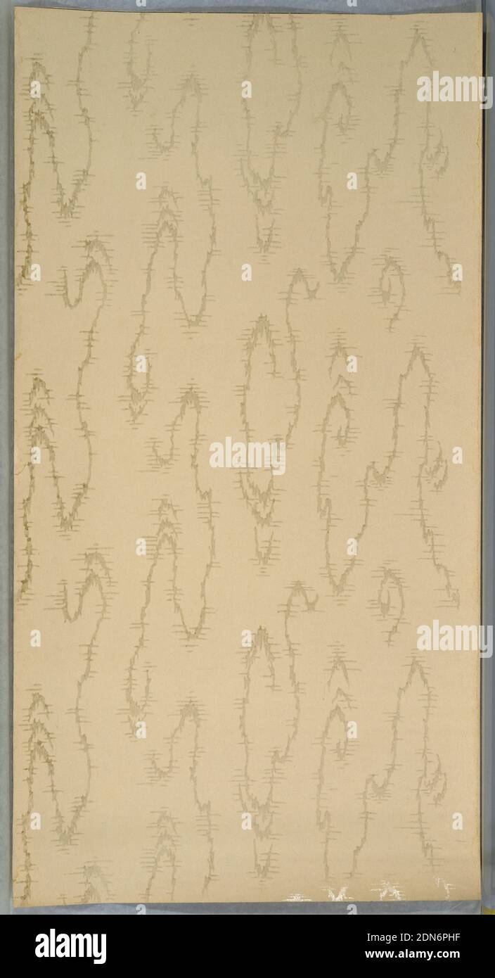 Papier de plafond, papier imprimé à la machine, mica liquide, mica blanche sur un sol crème., États-Unis, 1905–1915, revêtements muraux, papier de plafond Banque D'Images