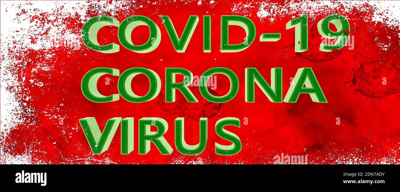 Rendu 3D avec le coronavirus texte, 2019-nCoV nouveau coronavirus SRAS-COV-2 bactéries. Danger, virus, grippe. Analyse et test, expérimentation. Dangereux Banque D'Images