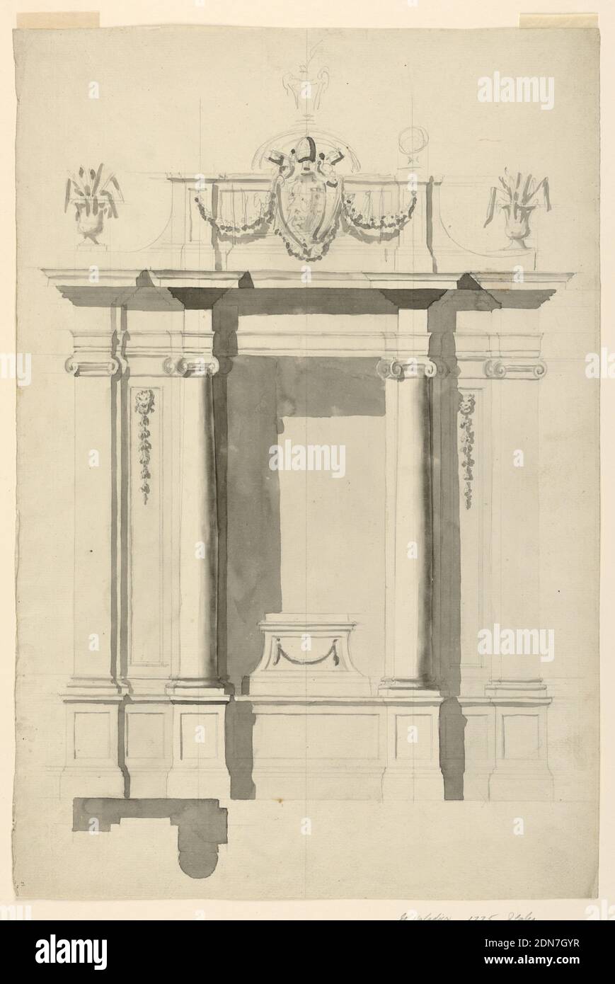Terminus d'un All e (or, Graphite, Gray Wash support: Papier couté, Rome, Italie, Italie, 1775, architecture, dessin Banque D'Images