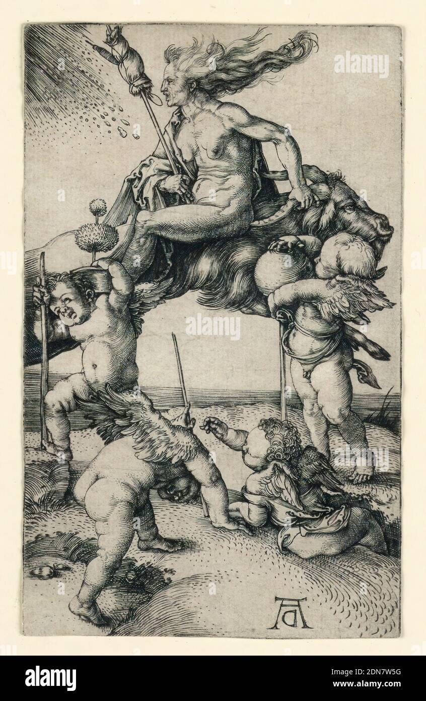 The Witch, Albrecht Dürer, allemand, 1471–1528, gravure sur papier ponté, ca. 1500, Imprimer Banque D'Images