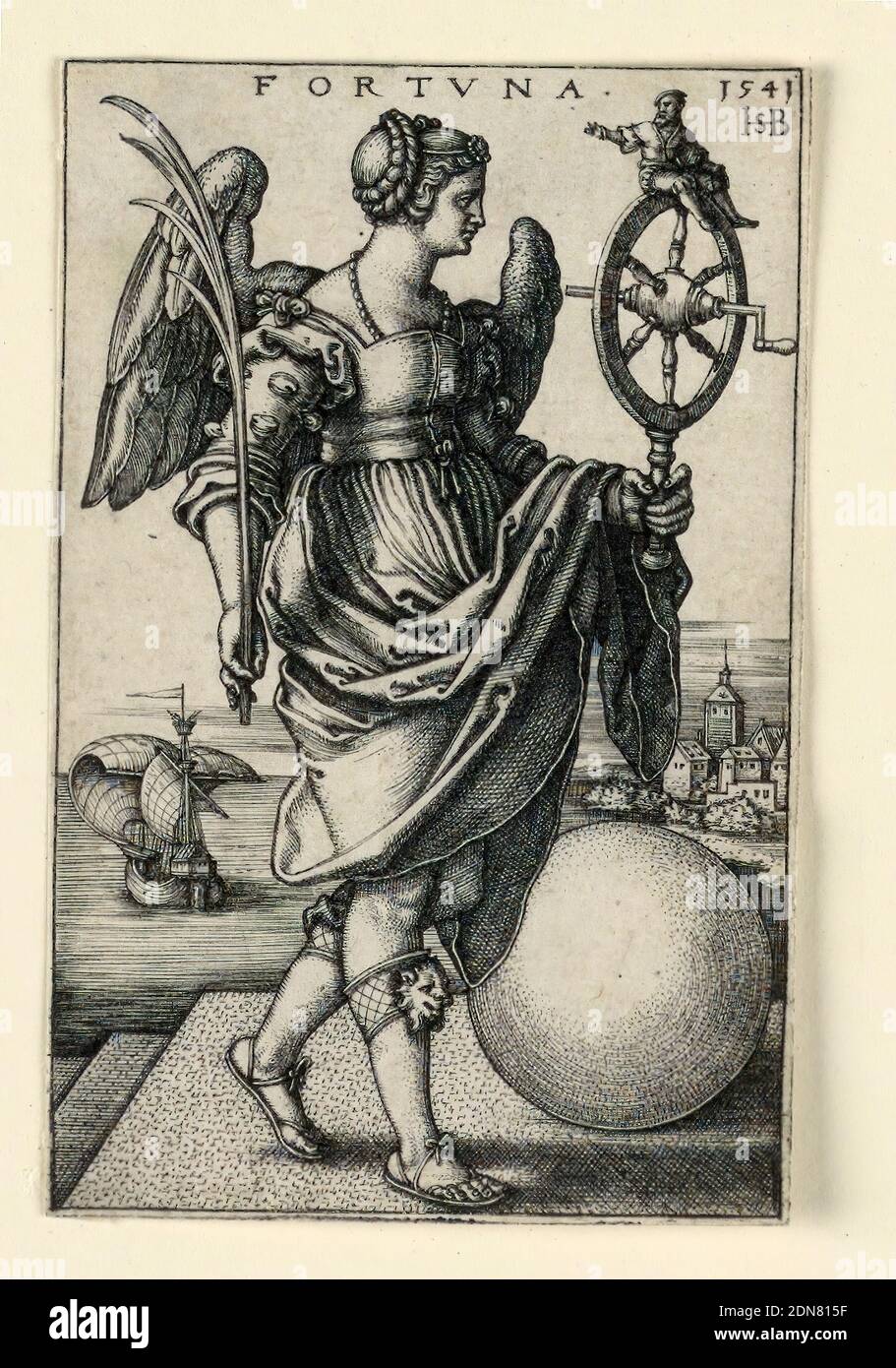 Fortuna (Fortune), Hans Sebald Beham, allemand, 1500–1550, gravure sur papier ponté, 1541, imprimé Banque D'Images