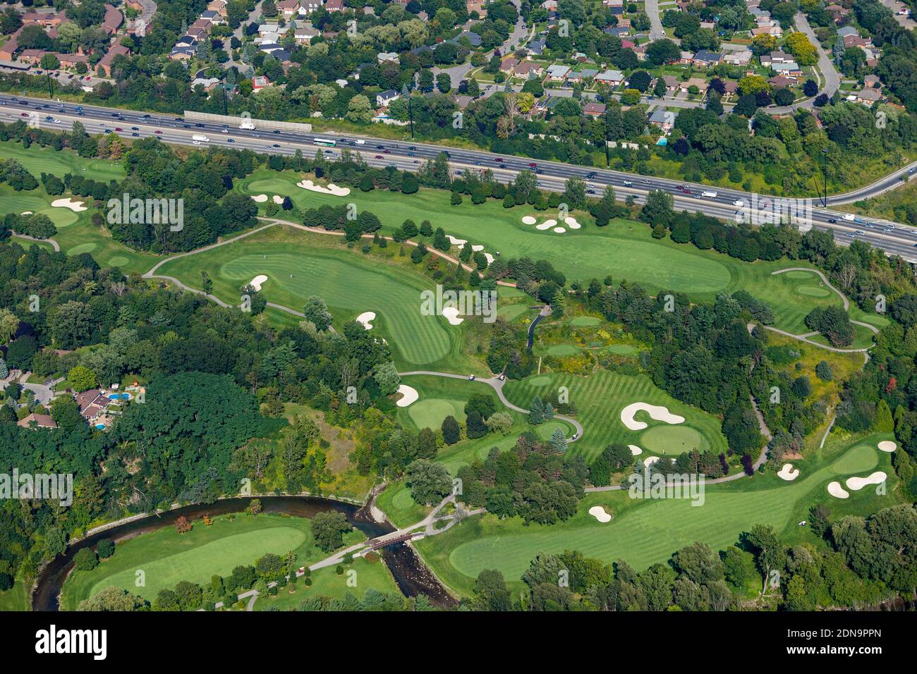 Vue aérienne du parcours de golf du Donalda Club à Toronto. Banque D'Images