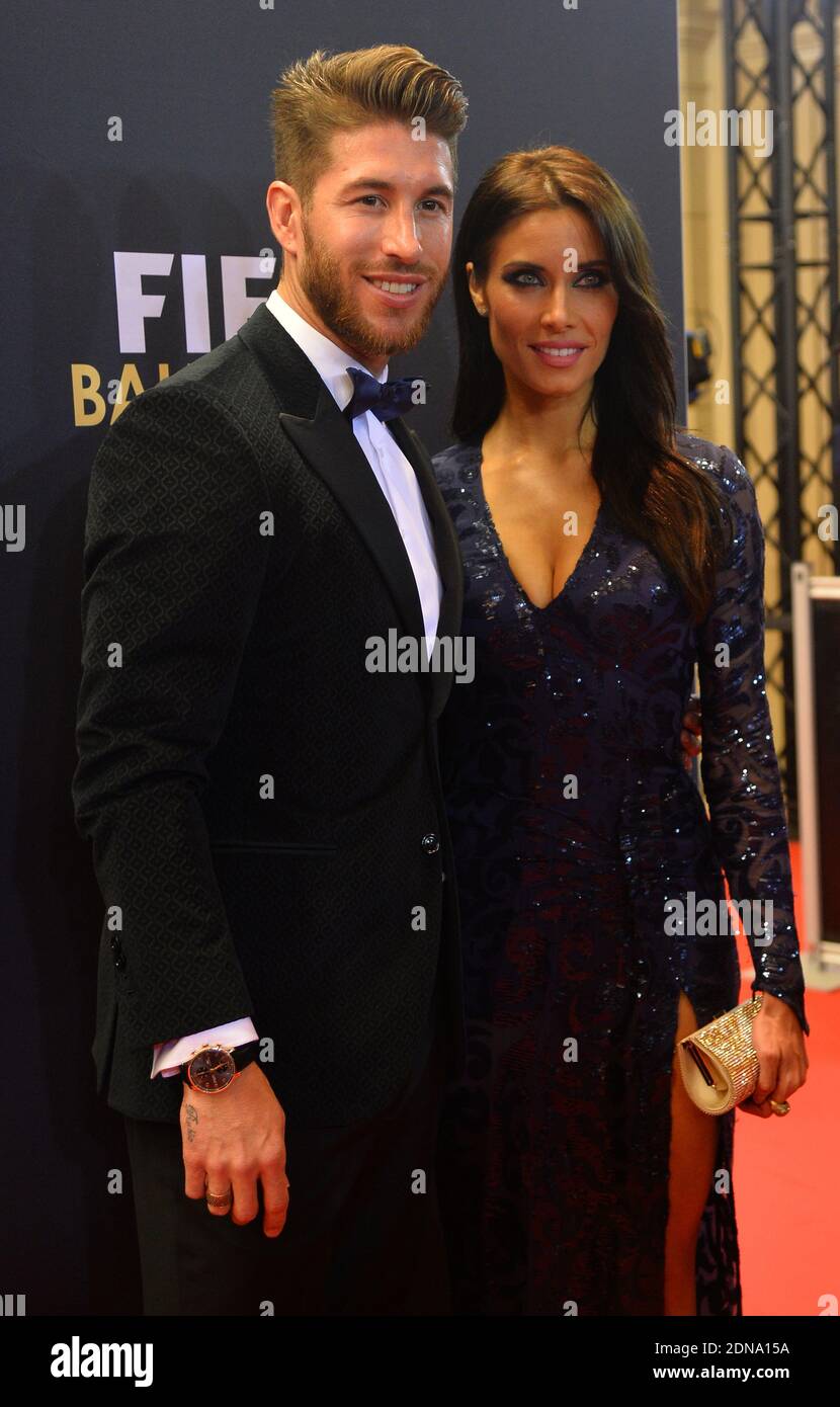 Sergio Ramos et Pilar Rubio en Espagne arrivent au trophée FIFA ballon d’Or 2014 au Kongresshalle à Zurich, en Suisse, le 12 janvier 2015. Photo de Christian Liewig/ABACAPRESS.COM Banque D'Images