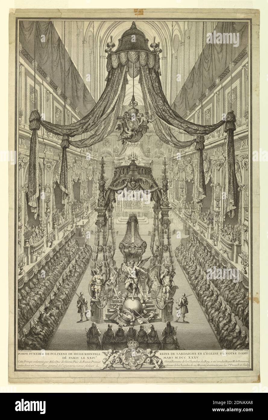 State Funeral (Pompe Fun, Charles-Nicolas Cochin the Jeune, 1715 - 1790, Etching et gravure support: Papier blanc, Paris, France, France, 1735, architecture, Imprimer Banque D'Images State Funeral (Pompe Fun, Charles-Nicolas Cochin the Jeune, 1715 - 1790, Etching et gravure support: Papier blanc, Paris, France, France, 1735, architecture, Imprimer Banque D'Images