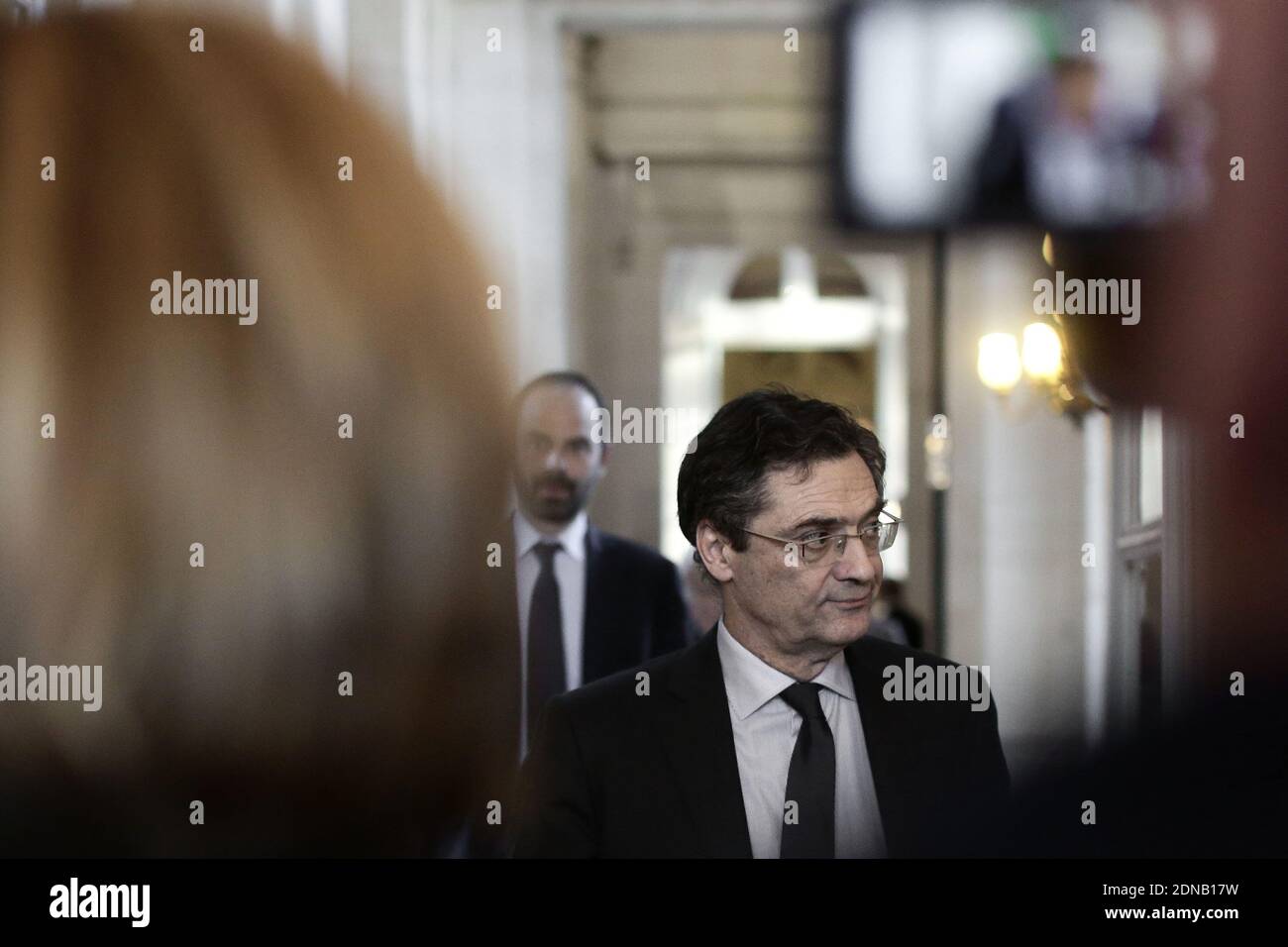 Patrick Devedjian, député de l'UMP, est photographié aux quatre colonnes lors de l'heure des questions à l'Assemblée nationale à Paris, en France, le 27 juin 2015. Photo de Stephane Lemouton/ABACAPRESS.COM Banque D'Images