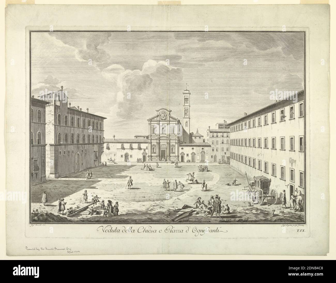 Vue de Florence, plaque de 'celta di XXIV Vedute delle Principali contrade, piazze, chiese, e palazzi della Città di Firenze', Giuseppe Zocchi, italien, 1711 ou 1717 - 1767, Etching sur papier, plaque de 'celta di XXIV Vedute delle Principali contrade, piazze, chiazzi, chiazca di Firenze, Italie della paze. 1743, Imprimer Banque D'Images