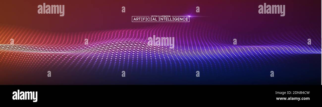 Réseau de communication de l'intelligence artificielle. Concept de technologie de la science numérique. Illustration de Vecteur