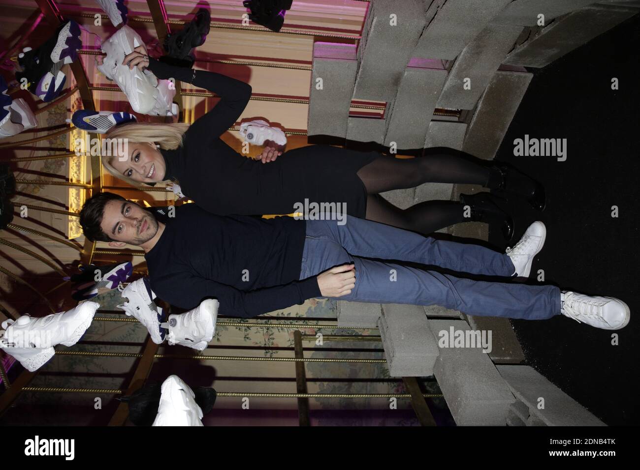 Katrina Patchett et son petit ami Valentin d'Hoore participant à la fête Reebok qui s'est tenue au 'Cafe Carmen', à Paris, en France, le 29 janvier 2015. Photo de Jerome Domine/ABACAPRESS.COM Banque D'Images