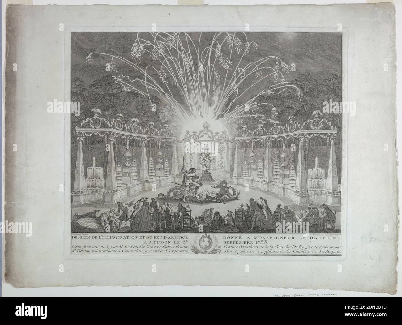 Feux d'artifice à Meudon, Charles-Nicolas Cochin le jeune, 1715 - 1790, Etching avec gravure support: Papier blanc, France, 1735, imprimé Banque D'Images Feux d'artifice à Meudon, Charles-Nicolas Cochin le jeune, 1715 - 1790, Etching avec gravure support: Papier blanc, France, 1735, imprimé Banque D'Images