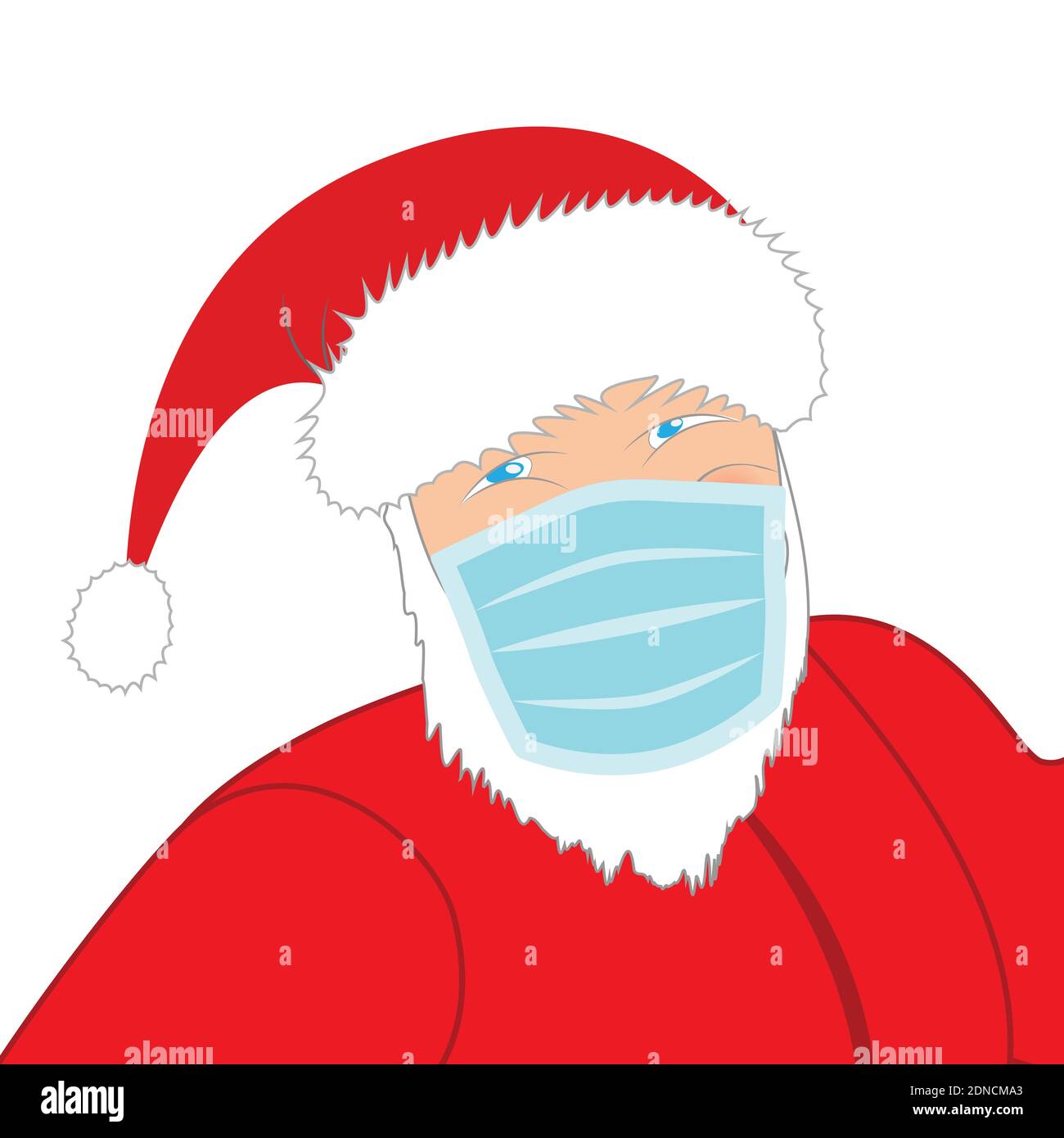 Visage du Père Noël portant un masque médical isolé sur une illustration vectorielle blanche Illustration de Vecteur