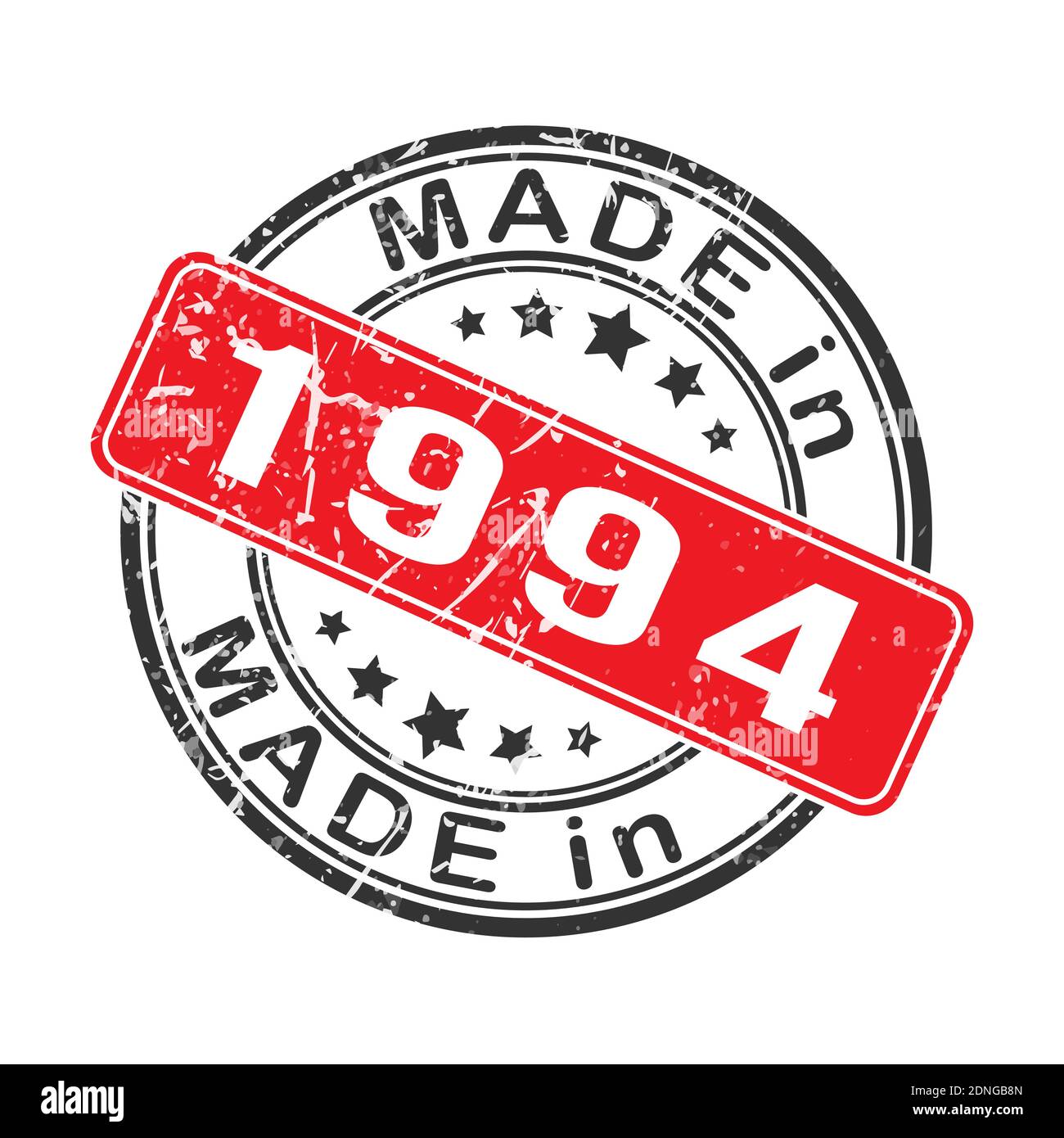 Une empreinte d'un sceau ou d'un timbre avec l'inscription FAITE EN 1994. Illustration vectorielle modifiable. Étiquette, autocollant ou marque commerciale. Style plat. Illustration de Vecteur